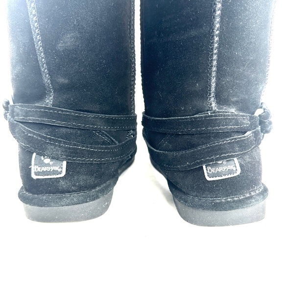 Bearpaw Adele Women Size 9 Wide Black Suede Boot Winter Braided Harness - Picture 4 of 10
